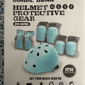 Blue Helmet and Protective Gear Set